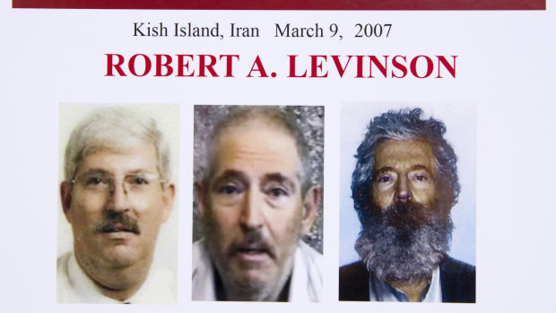 An FBI poster showing how former agent Robert Levinson would look like after five years in captivity. A federal US judge held Iran responsible for the kidnapping in 2012.