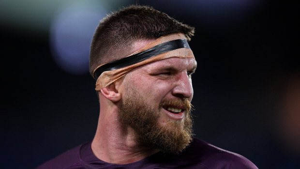 Repeat offender: Josh McGuire tried to get under the Blues' skin at half-time on Wednesday night.