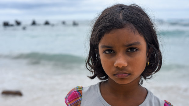 Sri Lankan refugee Sajeenthana, eight, who was detained on Nauru for five years before being medically evacuated to Brisbane.