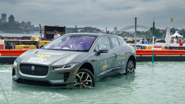 Jaguar's I-Pace was unveiled during the Invictus games, as a storm drenched Sydney.