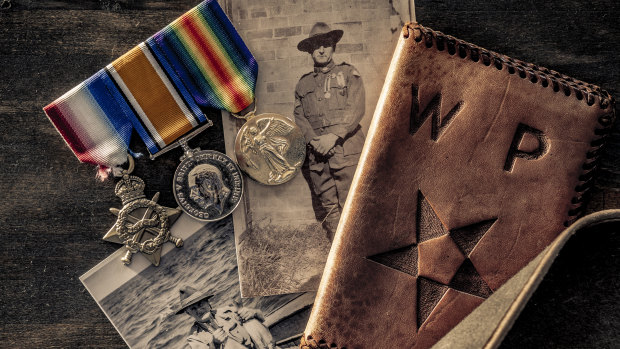 Photos and medals of Rod Harris’s great-grandfather, Corporal William Fletcher Davies.