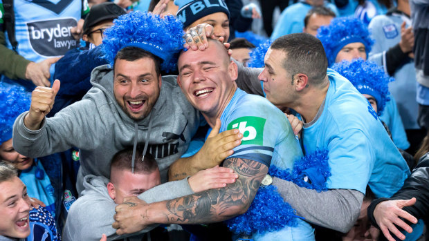 Fan favourite: David Klemmer in the crowd after the game.