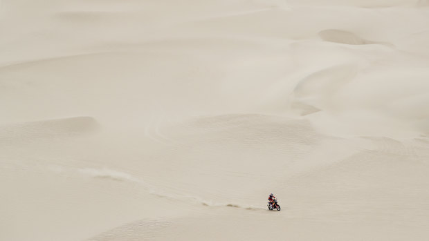 Isolation: One-time winner Toby Price navigates the Dakar Rally.