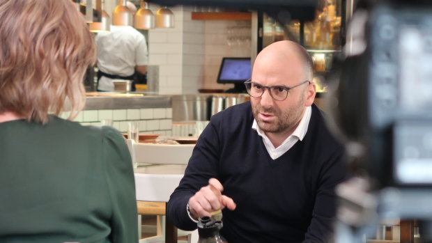 George Calombaris is interviewed by 7.30's Leigh Sales.