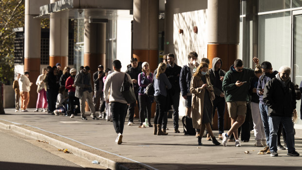 Sydney Passport Office queues were moving very slowly on Thursday.