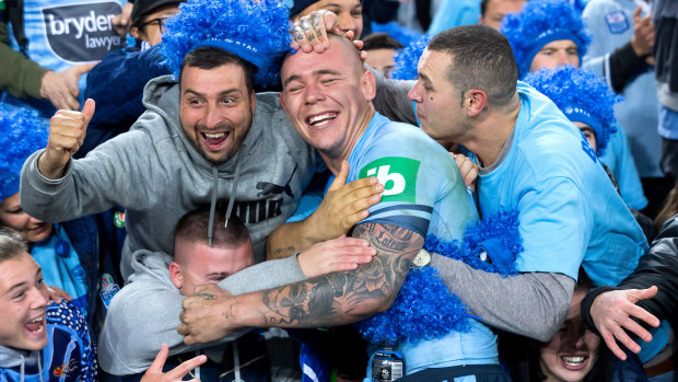 Fan favourite: David Klemmer in the crowd after the game.