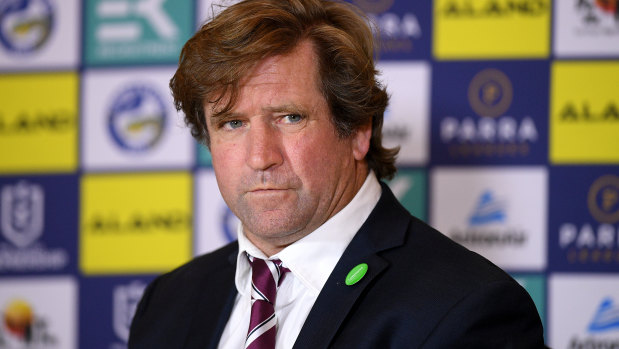 Nonplussed: Manly coach Des Hasler after Saturday's defeat to the Eels.