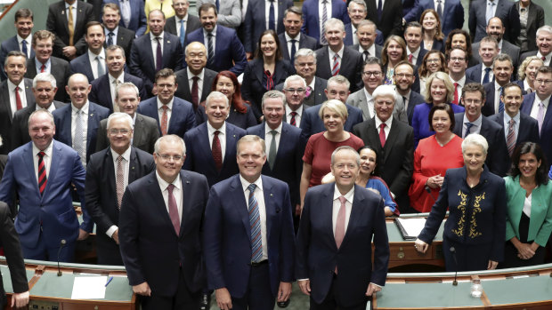 MPs pose for a picture in the House of Representatives.