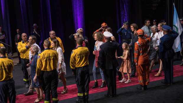 A guard of honour for the families of victims from the bushfires this season.