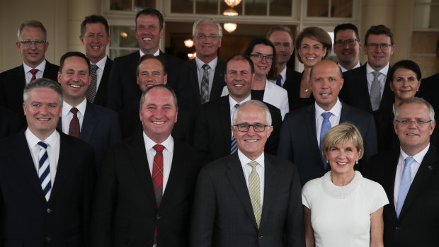 Malcolm Turnbull's ministry: Of its 30 member, there is no one who has a non-European background, and one who has an Indigenous background. 