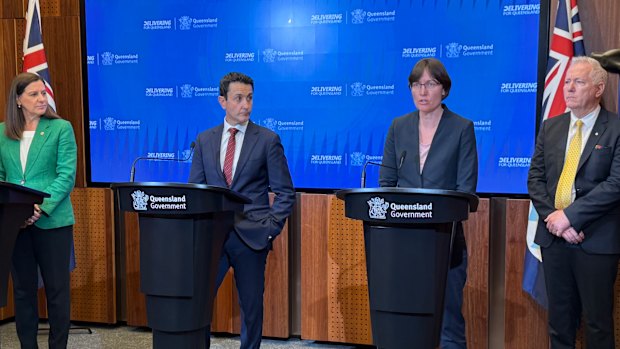 Deb Frecklington, Premier David Crisafulli, Dr Kirsty Wright and Mick Fuller at an announcement in August.