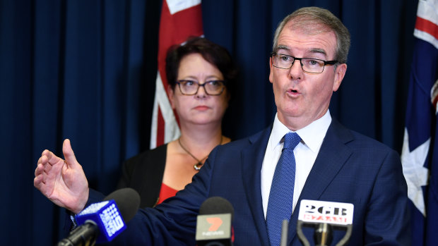 Penny Sharpe and Michael Daley at a media conference on Monday after Labor's election loss.