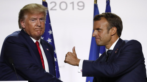 Donald Trump and Emmanuel Macron on the final day of the G7 summit.