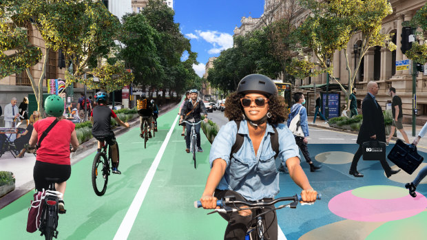 Bicycle Queensland's plan for George Street, Brisbane.