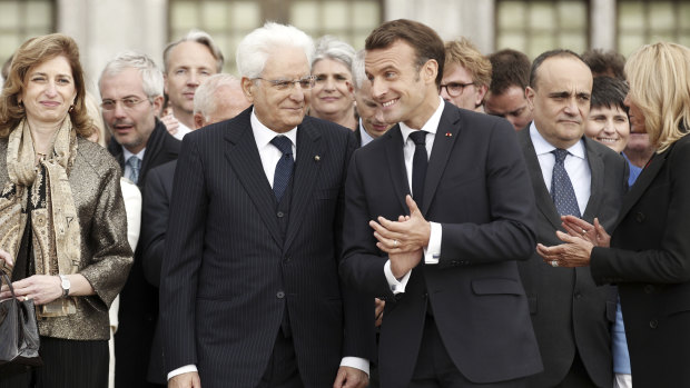 Italian President Sergio Mattarella and French President Emmanuel Macron put aside their differences over migration at Chambord Castle.