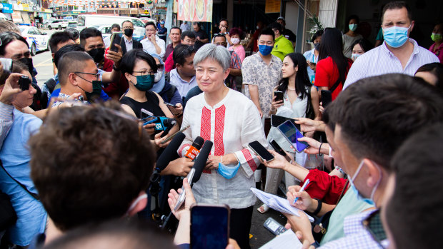 Foreign Minister Penny Wong in Chinatown, Kota Kinabalu.