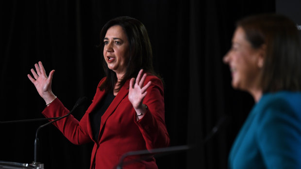 Premier Annastacia Palaszczuk and Opposition Leader Deb Frecklington face off in one of two debates in the final week of the campaign.