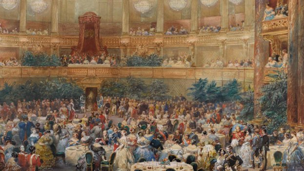 A banquet at Versailles in the presence of Napoleon, 1854.