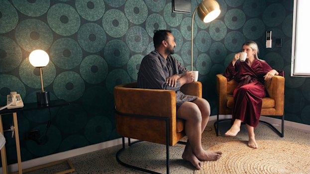 The updated Kyneton Springs Motel embraces 1960s Americana design elements.