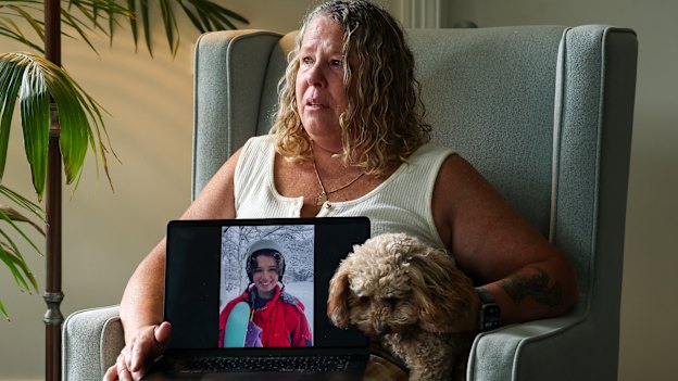 Lee Johnson, pictured with Bellamy Nieto’s dog Bluey. Johnson has been left devastated by Nieto’s death.