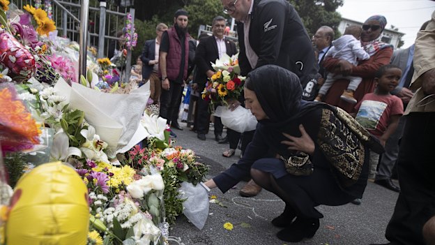 New Zealand Prime Minister Jacinda Ardern pays tribute to victims of the shooting.
