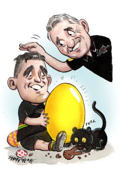 Golden Easter egg ... Nathan and Ivan Cleary.