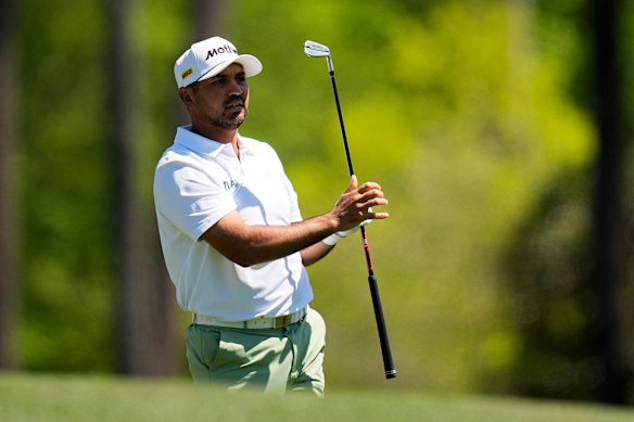 Australian Jason Day watches his putt on the 12th hole.