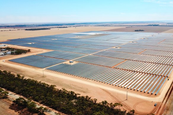Gannawarra Solar Farm in western Victoria. Solar panel prices have dived 90 per cent over the past decade.