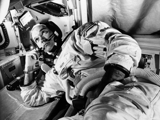 Apollo 11 command module pilot astronaut Michael Collins takes a break during training for the moon mission, in Cape Kennedy, Florida.
