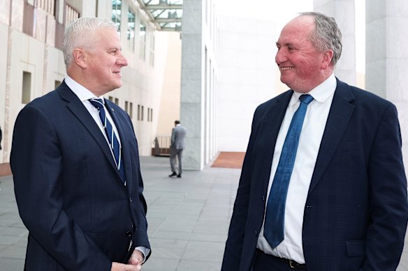 Frenemies? Former Nationals leaders Michael McCormack and Barnaby Joyce last month.