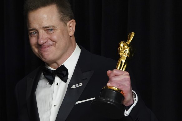 Brendan Fraser after winning best actor at the 2023 Academy Awards.