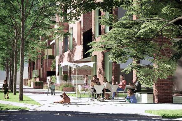 An artist’s impression of the proposed redevelopment of a former TAFE campus in Coburg.