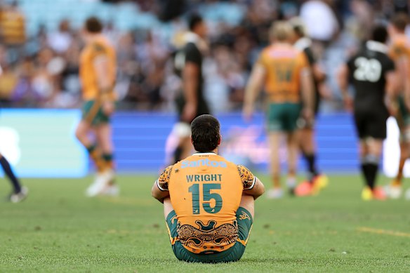 Wallabies fullback Tom Wright after Saturday’s loss to the All Blacks.