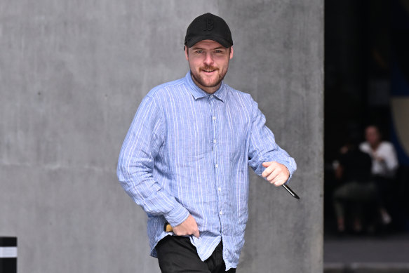 Caleb Dennis Foote arrives at the Brisbane District Court.