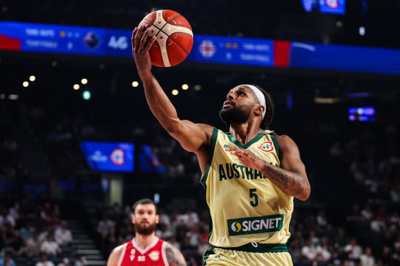 Patty Mills in action for Australia. 