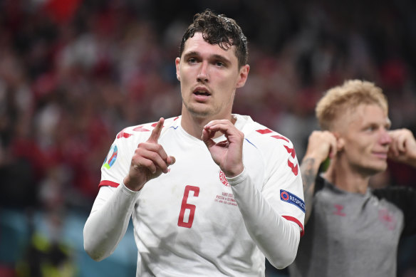 Andreas Christensen salutes Christian Eriksen with the No.10 at the Euros.