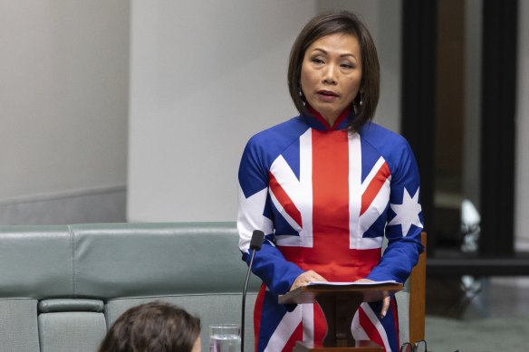 Independent Dai Le delivering her first speech to parliament. 