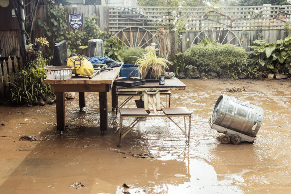 The storms brought floods to Traralgon, causing major damage to Les Davidson’s home. 