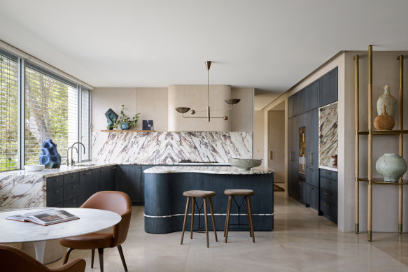 The waterside location of this property designed by Arent&Pyke provided colour cues. Timber cabinetry has been carefully treated to allow the grain to show.