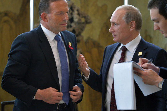 Former prime minister Tony Abbott talked tough on Vladimir Putin.