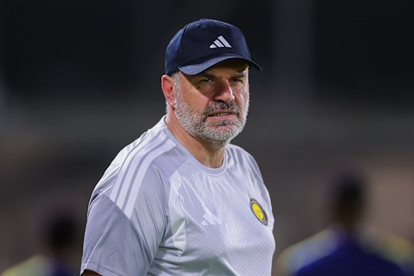 Ange Postecoglou is pictured during an Al-Nassr training session.