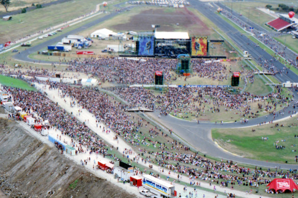 Aerial view of the concert at Calder Park.