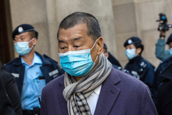 Jimmy Lai pictured leaving a court in December last year.