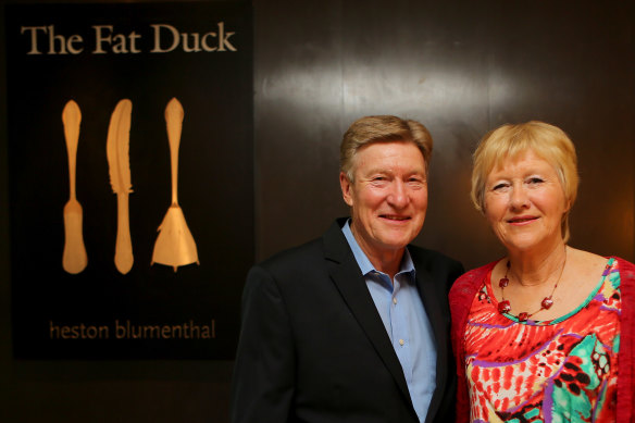 'Lucky' couple Roger and Pauline Copsey after the opening of Heston Blumenthal's Crown restaurant, then known as The Fat Duck, on February 3, 2015.