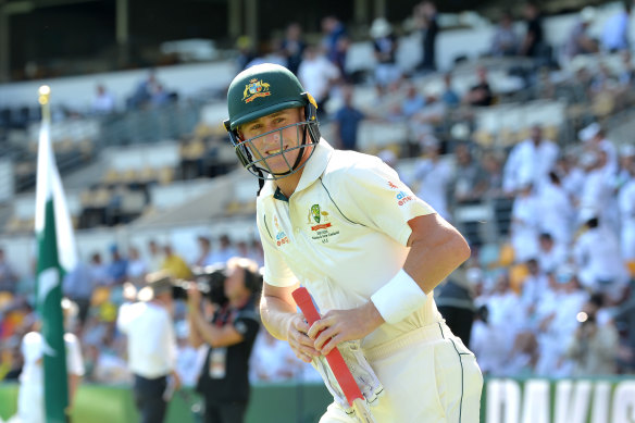 Marnus Labuschagne returns to the field on day three of the first Test between Australia and Pakistan. 