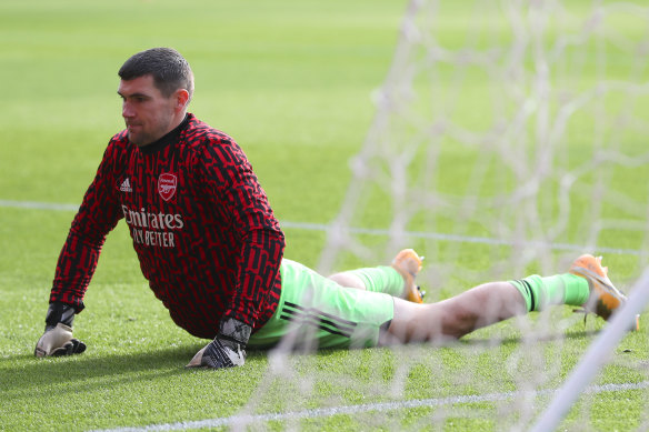 Socceroos star Mathew Ryan is waiting patiently for his chance at Arsenal, the club he grew up supporting in the EPL.