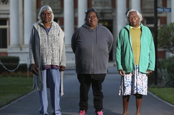 Traditional owners Lizzie Wonyabong, Vicki Abdullah and Shirley Wonyabong.