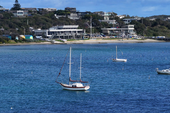 Boats moored at Blairgowrie beach. 