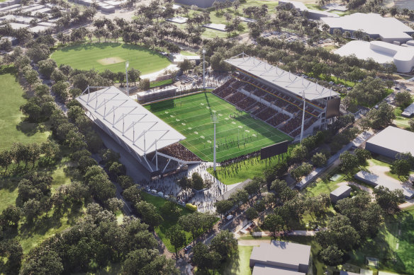 An artist’s impression of the new Penrith Stadium.