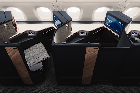 Business-class Club Suites now come with a leather headrest and thicker mattresses.